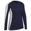 Champro Girls' Triumphant Long Sleeve Youth Volleyball Jersey, Navy, White,