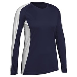 Champro Girls' Triumphant Long Sleeve Youth Volleyball Jersey, Navy, White, Medium