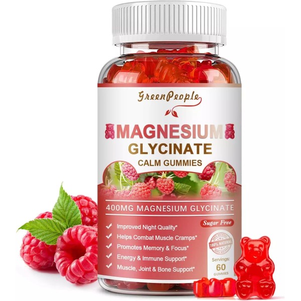 Magnesium Glycinate Gummies 400Mg - Sugar Free Magnesium Potassium Supplement...