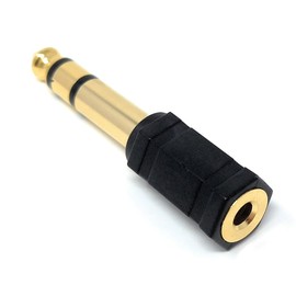 DRUT 1pcs 3.5mm Stereo Socket to 6.35mm Stereo Jack Converter Cable Headphones Adapter (Black Gold)