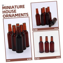 Totority 1set Tiny House Beer Bottles Prop Resin Tiny Beer Bottles Beer Bottles Model Brown Mini Photo Props 6pcs