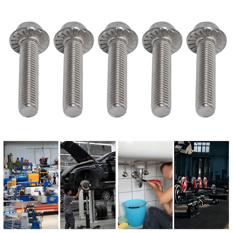 20Pcs M10x1.5 Screw Bolts A2‑70 Stainless Steel Flanged Hex Head