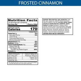 Pop-Tarts Toaster Pastries, Made with Whole Grain, School Lunch, Frosted Cinnamon (120 Pop-Tarts)