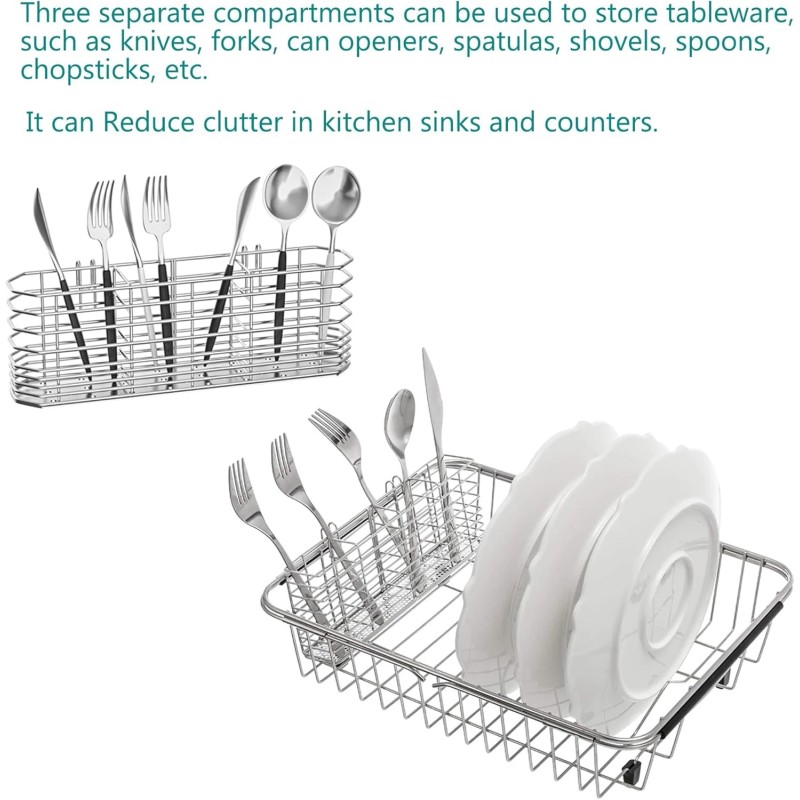 NiuYichee 304 Stainless Steel Utensil Holder Dish Drying Rack Kitchen