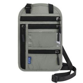 Shengsenfu Travel Neck Wallet with RFID Blocking for Women & Men, Anti-Theft Slim Neck Pouch, Passport Holder Neck Pouch to Keep Your Cash and Documents Safe Get Peace of Mind When Traveling (Gray1)