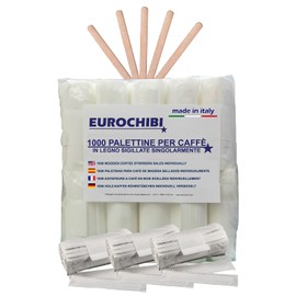 EUROCHIBI® 1000 Holz-Kaffee-RÜHRSTÄBCHEN INDIVIDUELL VERSIEGELT
