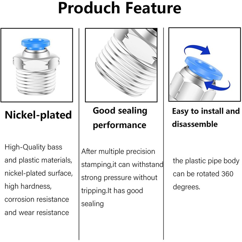 CEKER 8mm to 1/2 Inch NPT Male Push to Connect
