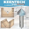 KEENTECH V Groove Router Bit 1/2" Shank, 90-Degree Carbide Tipped