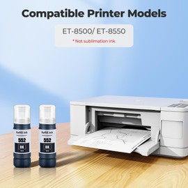 552 Black Ink Bottles ET-8550 ET-8500 Replacement for Epson 552 Ink Refill Bottle (2 Black) Work for Ecotank Photo ET-8550 ET-8500 ET 8550 ET 8500 ET8550 ET8500 8550 8500 Supertank Printer