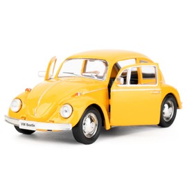 imtfzct 1/36 Volkswagen Beetle 1967 Model Car, Light Metal Children's Toy Car, Model Car with Pull Back Function, Collectible Toy Car, Gift for Children (Yellow)