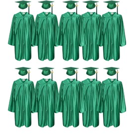 MyGradDay 10 set Shiny Kindergarten & Preschool Graduation Gown Cap Tassel 2025 Charm