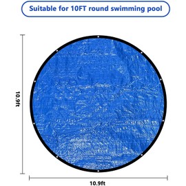 10 Ft Round Pool Cover,Swimming Pool Cover,Inflatable Pool Cover with Drawstrings,Outdoor Garden Dust Solar Pool Cover Protector, Frame Pool Rainproof Cover