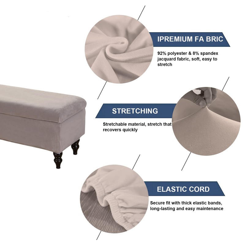 FUANGUI Ottoman Cover Stretch Storage Ottoman Bench Slipcover Jacquard Folding
