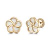 14k Yellow Gold Pinwheel Flower Stud Earrings with Mother of