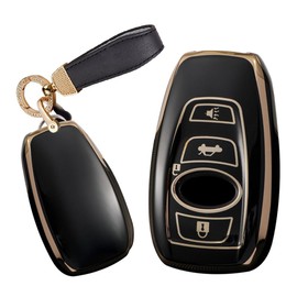 TECART Soft TPU Key Case Cover Fit for Subaru Outback Key Fob Keychain Key Shell Box Accessories Protector 4 button Black