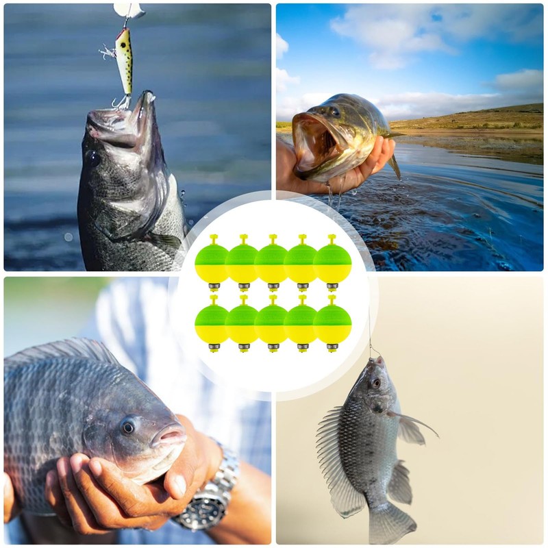 Fishing Floats Set | 10 Pack Fishing Foam Float Balls,Push