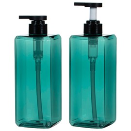 Yebeauty Pump Bottle Dispenser, 27oz 800ml Refillable Shower Pump Bottles Empty Plastic Lotion Hand Soap Dispenser Liquid Container for Shampoo Body Wash Kitchen Bathroom, 2 Pack Clear Blue