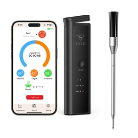 DOQAUS Meat Thermometer Wireless 158 m Bluetooth Grill Thermometer 1S Answer Meat Thermometer IPX7 Waterproof Roasting Thermometer for Grill Oven Smoker Rotisserie Airfryer Safe in Dishwasher