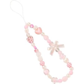 Jowxsx Pink Cute Strawberry Phone Charms Strap, Cell Phone Charms Aesthetic Love Chain Girl, Pearl Beaded Lanyard Cell Phones and Accessories