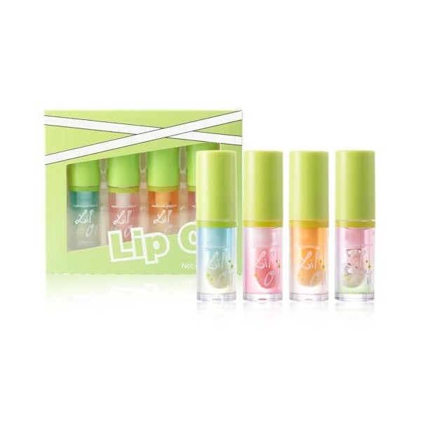 4 Colors Lip Oil Lip Glaze, Big Brush Head Hydrating