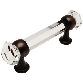 Cosmas 6393ORB-C Oil Rubbed Bronze with Clear Glass Cabinet Handle Pull - 3" Inch (76mm) Hole Centers