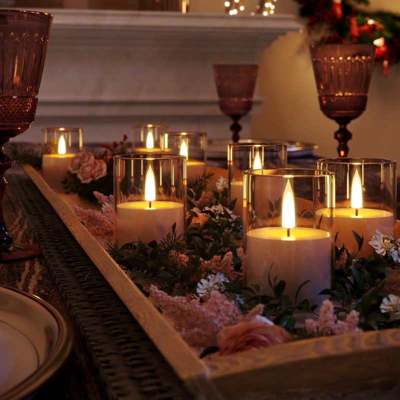 VIODAIM 12Pack Flickering Flameless LED Candles with Timer, Battery Powered