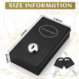 1 Pack Metal Box for Gamblers Pocket Sized Winner Bank Casino Cash Box with 2 Keys Portable Casino Money Safe strongbox for Cash Saving Go Home Money Gifts(Black)