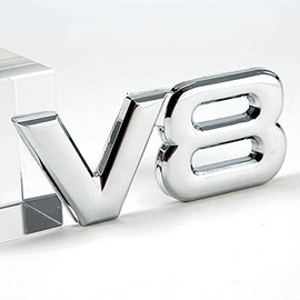 Dsycar 3D Metal Emblem Truck Car Badge Sticker - Silver V8 Replacement for Universal Cars