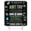 AZHM Black Inspirational Quotes and Positive Phrases Pattern Shower Curtain