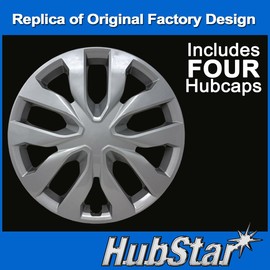 Premium Replica Hubcap, Replacement for Nissan Rogue 2014-2020, 17-inch Silver Wheel Cover (Set of 4)