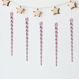 COMONS - Adornos de Navidad transparentes para árbol de Navidad (rosa, 13 cm)