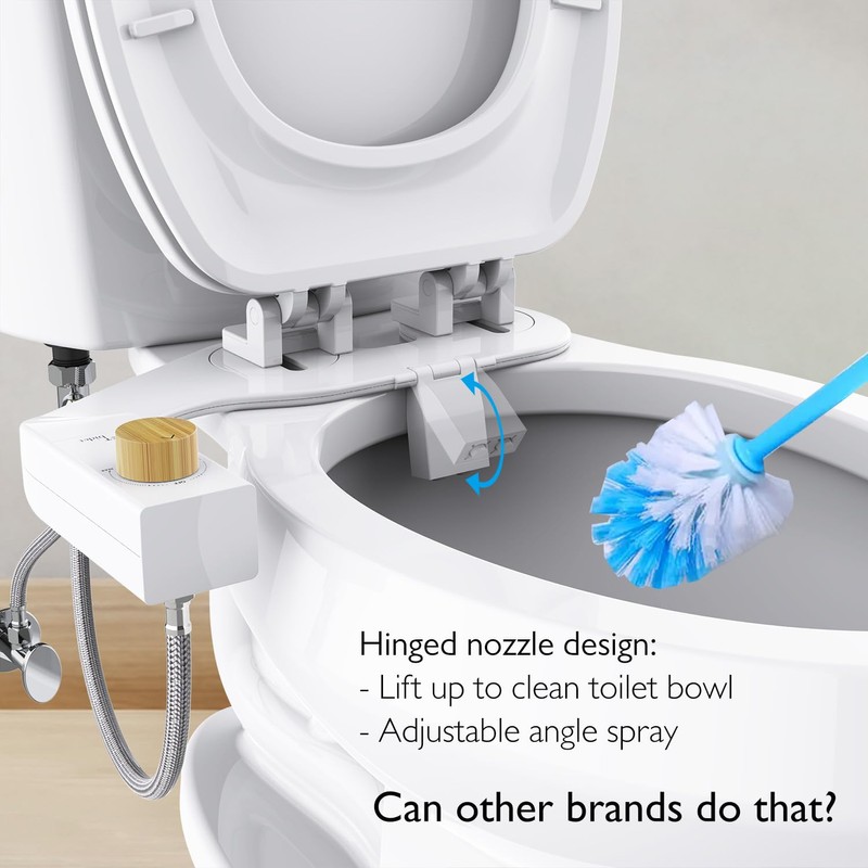 BIDETbidet Left/Right Reversible FRESH WATER Non-Electric Ultra-Slim Toilet Attachment, Ability