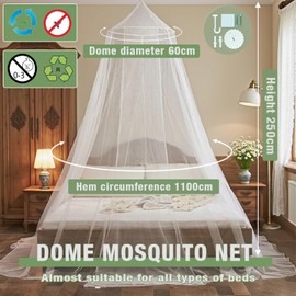 MOAZIFI Moskitonetze Bett,Moskitonetz Doppelbett Einzelbett, Mückennetz Bett Faltbar, Rundes Insektennetz als Moskitoschutz für Zuhause, Reise, Camping & Outdoor (60 * 250 * 1100cm)