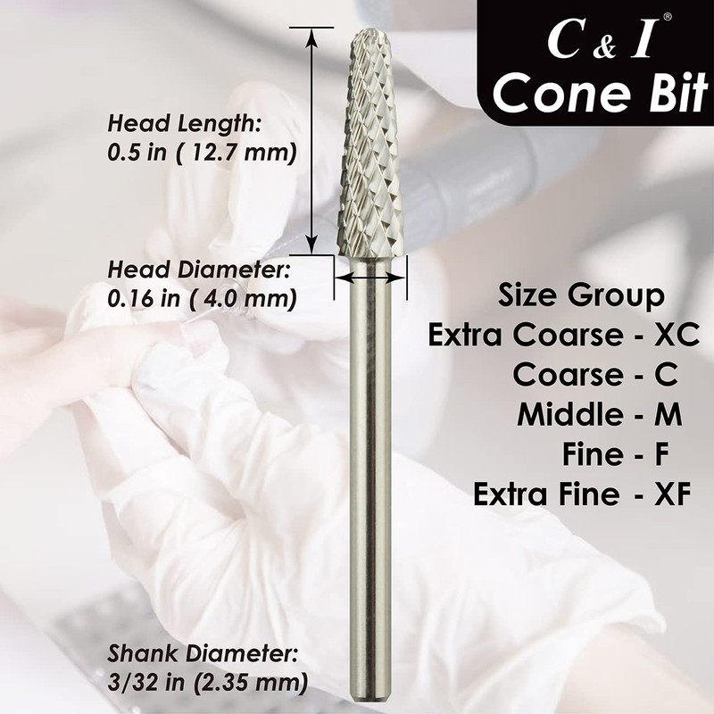 C & I Nail Drill Cone Bit, Professional Nail Drill