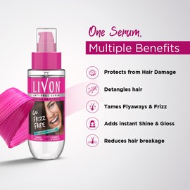 Livon Livon Hair Serum for Men & Women | Frizz-free, stronger and shinier hair | Sulphate & Paraben free| For All Hair Types | Lightweight & Non Greasy | Enriched with Argan Oil & Vitamin E | 3.3 Fl.Oz