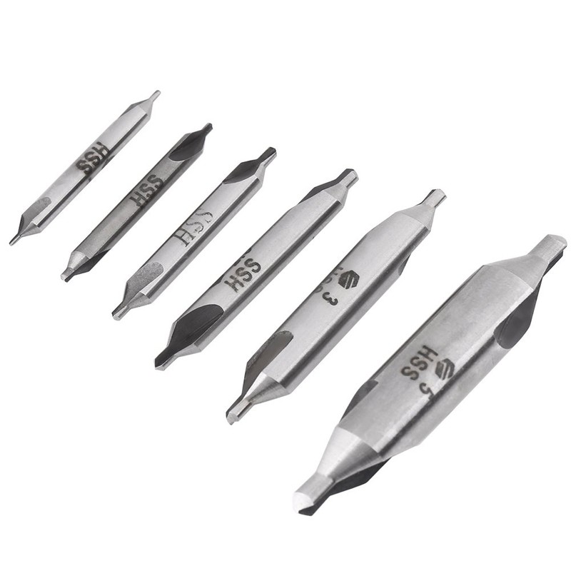 6PCS Brocas de Centrado Avellanador de Centro Broca de Acero