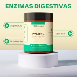 Enzimas Digestivas con Papaya, mezcla de enzimas como Papaína, Bromelina, Pancreatina y Lipasa. Con 120 cápsulas de 500mg (4 meses). VitalBotanics. Su