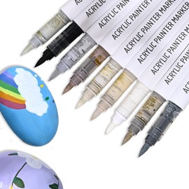 Temiary 9 Colors Acrylic Paint Pens Markers, Grey Series