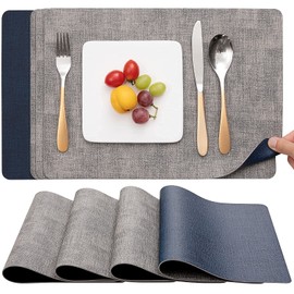 Myir JUN Washable Place Mats, Washable Double-Sided Place Mats, Faux Leather Anti-Fouling and Non-Slip Place Mat, Leather Look Place Mat, Leather Wipe Clean for Restaurant Dining Table