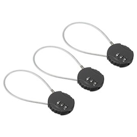 PATIKIL Combination Lock 8 Inch, 3 Pcs 3 Digit Outdoor Waterproof Code Padlock with Wire Rope for Luggage Gym Locker Fence Toolbox Backpack, Black