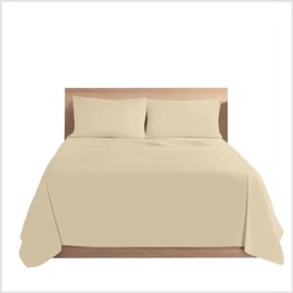 Plain Dyed Flat Sheet Single, Hotel Quality Bedding Deluxe Cream Flat Sheet, Polycotton Anti Wrinkle Top Sheet & Breathable Single Bed Sheets