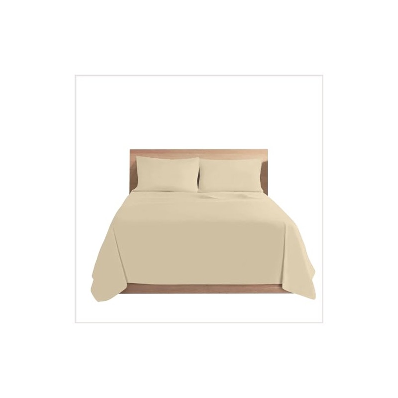 Plain Dyed Flat Sheet Single, Hotel Quality Bedding Deluxe Cream