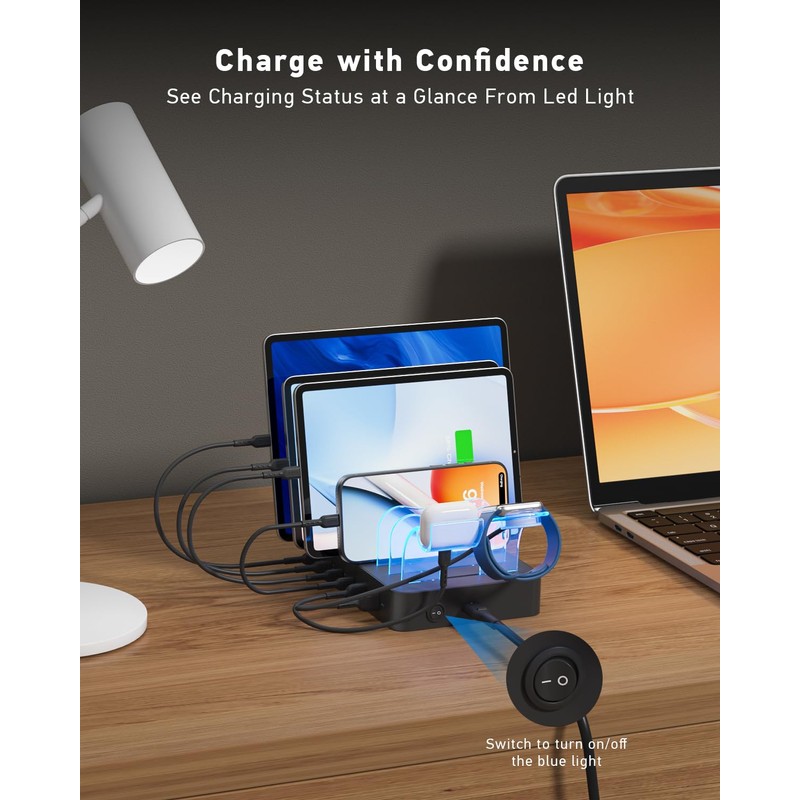 SooPii 90W 6 Port USB C Charging Station for Multiple