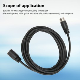 Goshyda Cable de Extensión Midi DIN de 9.8 Pies, Cable Adaptador de Audio Midi de 5 Pines DIN Macho a Hembra para Teclado Midi, Piano Eléctrico, Guitarra Midi, Sintetizadores