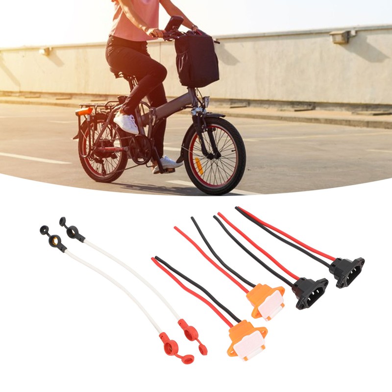Electric Bike Charging Port Socket with Waterproof Cover Cable Connector