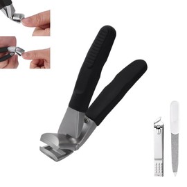 Outfany Nail Clippers Pro Nail Clipper Nail Clippers for Seniors Nail Clippers Toenails Nail Clippers Nail Cutter Nail Clippers Large Black Elbow Nail Scissors with Angled Nail Scissors + Nail File