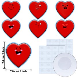 72 Pieces Heart Cut-outs 3 Inch Printed Valentine's Day Hearts Cut-outs Cute Heart Shape Decoration for Valentine's Day Crafts Classroom Bulletin Board Wedding Home Decoration Office, Red