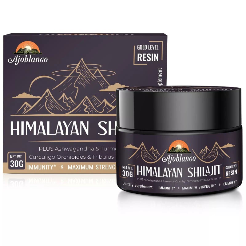 Ajoblanco Organic Himalayan Shilajit Resin 600mg 100 Pure Herbal Supplement