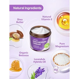 WhereHike Crema Tópica Natural De Magnesio Para Dormir, Loción De Magnesio De Noche Para El Dolor Y Los Calambres En Las Piernas, Relajación Muscular,