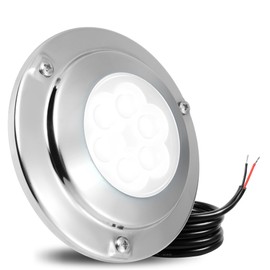 Goldlife 6,000LM Marine Underwater LED Light for Boat, B4-4 White, 4.3" 60W DC10-30V 6LED Dimmable Color-Changing IP68 Submersible Boat Yacht Transom Pontoon Sailboat Light Surface Mount 316 Stainless